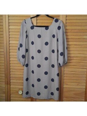 Amanda Uprichard Tan Polka Dot Walsh Sheer Sleeve Square Neckline Sheath Dress S